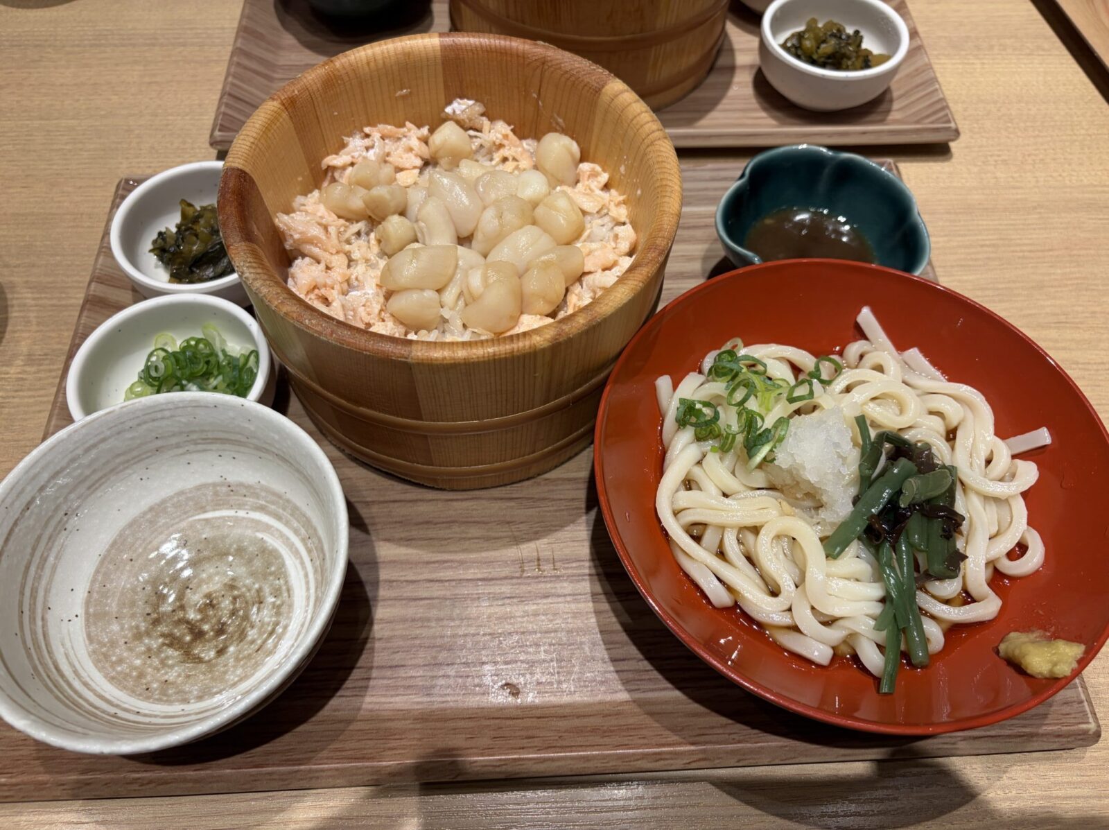 つくば おひつごはん四六時中 イーアスつくば店 ホタテ貝 バター醤油 おひつミニ麺セット